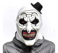 MIFKLMV Mascara Payaso Halloween, Máscara de Terror de Halloween, Máscara de Payaso Mortal, Payaso Aterradora Con Sombrero, Látex Terrifier, Espeluznante Para Fiesta de Carnaval y Cosplay-A