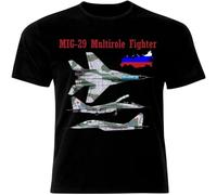 Mig 29 Air Fighter Aircraft T-Shirt Printed tee Graphic Top for Men Shirt Black XXL