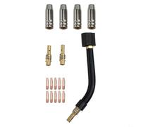 MIG - Accesorios para soplete de soldadura AK15, incluye soporte para boquilla difusora de cuello y 10 puntas en múltiples tamaños de apertura, construcción de metal (kit de cuello de 0,9 mm)