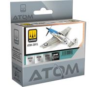 Mig Jimenez AMMO ATOM Set de Colores Acrílicos para Aviones Metalizados, 4 Colores de 20 ml, Pintura para Pincel y Aerógrafo, ATOM-20915