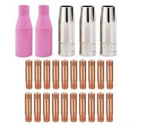 MIG - Kit de consumibles para soplete de soldadura MB15 15AK 14AK | 25 puntas de contacto de 0,8 mm 1,0 mm | Boquillas de gas y tazas de barro para HITBOX MIG200 MIG250 MT2000 HBM1200