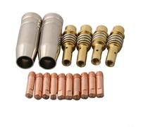 Mig - Kit de puntas de contacto de soldadura para soplete Mb15 15ak con boquilla y soporte compatible con Riland Jasic Mitech 0.6 0.8 1.0 1.2 mm consumibles de cobre conjunto de dieciséis piezas para