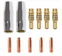 MIG Soldador Consumible Accesorio 11 piezas Boquilla de Gas, Boquillas Puntas de contacto Soportes Soldador MIG Accesorio consumible, Contacto Boquilla Holder Fit MB15AK MIG Antorcha de soldadura