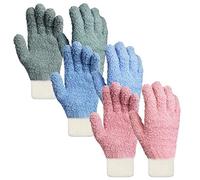MIG4U 3 pares de guantes de microfibra para limpiar el polvo, guantes de limpieza de la casa para persianas, plantas, ventanas, persianas, muebles, interior del coche, guantes reutilizables sin
