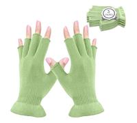 MIG4U Guantes hidratantes sin dedos, guantes de belleza para pantalla táctil de medio dedo para eccema, spa, manos secas, tratamiento de la piel, protección solar UV de verano, verde manzana, 3 pares