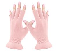 MIG4U Guantes hidratantes sin dedos, guantes de belleza para pantalla táctil de medio dedo para eccema, spa, manos secas, tratamiento de la piel, protección solar UV de verano, rosa, 1 par L/XL