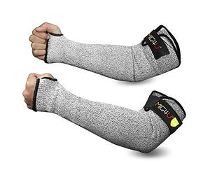 MIG4U - Protectores de brazo de protección de seguridad con ranura para pulgar, ajuste ajustable, 45 cm para hombres y mujeres en el trabajo, construcción, granja, jardinería, 1 par de 45 cm gris