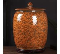 MiGang Cilindro de arroz de cerámica sellado, dispensador de granos, contenedor de almacenamiento de arroz, for harinas, arroz y cereales.(Orange,25kg)