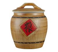MiGang Cilindro de cerámica for arroz, recipiente clásico for almacenar alimentos, tarro de cerámica for frijoles, maíz y trigo.(15kg)