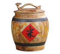 MiGang Con asa, tarro chino for almacenar alimentos, caja sellada for almacenar arroz, for arroz y harina(10kg)
