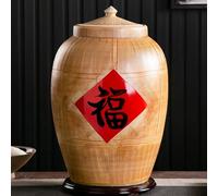 MiGang Con tapa, tarro de arroz de cerámica sellado, cubo for almacenar arroz en casa, cilindro de arroz de cerámica(Natural a,10kg)