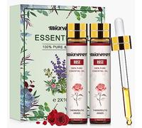 MIGCAPUT Aceite Esencial de Rosa 2 x 10ML, Aceite de Rosa de Grado Terapéutico Natural 100% Puro, Set de Aceites Esenciales de Aromaterapia para Humidificador Difusor, SPA, Masaje, Dormir, Jabón