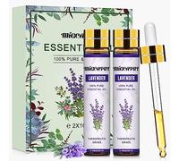 MIGCAPUT Aceites Esenciales de Lavanda 2 x 10ML, Aceite de Lavanda de Grado Terapéutico, 100% Natural Aromaterapia Aceite Aromático para Humidificador Difusor, SPA, Masaje, Dormir, Jabón