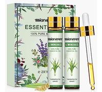 MIGCAPUT Aceites Esenciales de Limoncillo 2 x 10ML, Aceite de Limoncillo de Grado Terapéutico, 100% Natural Puro Aromaterapia Aceite Aromático para Humidificador Difusor, SPA, Masaje, Jabón