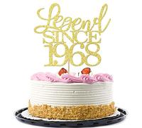 Migeaks Decoración para tartas de cumpleaños número 55 de leyenda desde 1968, decoración para tartas de cumpleaños para hombres y mujeres, decoración de tartas con purpurina dorada hecha a mano