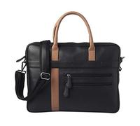 MiGear Bolso bandolera de piel sintética para laptop, color negro camello con bolsillo interior con cremallera, para hombres y mujeres