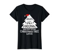 Might Get Drunk and Put Up My Christmas Tree Later Christmas Camiseta gráfica económica, Mujer, Negro, M