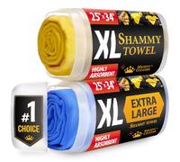 Mighty Cleaner Toalla de Gamuza XL para Coche, Paquete de 2, Amarillo y Azul