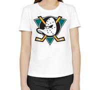 Mighty Ducks Anaheim Logo Camiseta Clásica De Mujer con Cuello Redondo y Manga Corta X-Large