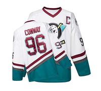 Mighty Ducks - Camiseta de Hockey sobre Hielo, Color Blanco S-XXL Charlie Conway #96 con Talla de Adulto, Ropa de Hip Hop 90S para Fiesta (Grande)