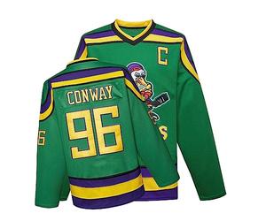 Mighty Ducks - Camiseta de Hockey sobre Hielo de la película S-XXL Charlie Conway #96 Adam Banks #99, Ropa de Hip Hop de los años 90 para Fiestas, #96 Verde, Large