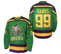Mighty Ducks Jersey #96 Charlie Conway #99 Adam Banks #33 Greg Goldberg #66 Gordon Bombay Movie Hockey Jersey Blanco Verde (99 Verde, XXL), Verde, Blanco, XX-Large