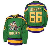 Mighty Ducks Jersey Blanco y Verde de Hockey, n.º 96 Charlie Conway, n.º 99 Adam Banks, n.º 33 Greg Goldberg, n.º 66 Gordon Bombay, Small