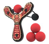 Mighty Fun! - Mischief Maker Wooden Slingshot - Lil Monster Series - Real Wood Slingshot for Kids 4 Soft Foam Balls and Storage Bag - Ages 4+ (red)