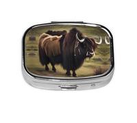 Mighty Highland Yak - Organizador de pastillas de viaje con 2 compartimentos, mini pastillero portátil, caja de almacenamiento de medicamentos para vitaminas