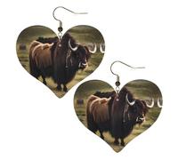 Mighty Highland Yak - Pendientes elegantes con forma de corazón, accesorios ligeros para mujer, perfectos para fiestas y día de San Valentín.