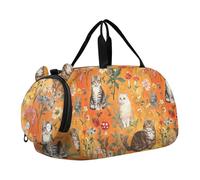 Mighty Manx Cats - Bolsa de deporte multifuncional con compartimento para zapatos, diseño de gatos, color naranja, Mighty Manx Cats Naranja