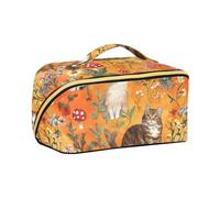 Mighty Manx Cats - Bolsa de viaje con divisores, tamaño grande, para colgar artículos de aseo de viaje, tamaño grande, color naranja