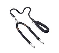 Mighty Paw Correa Doble para Perro | Correa Doble para Mascotas con Agarre cómodo y Mango de Cuerda escaladora Resistente a la Intemperie. Gancho Giratorio de 360° sin enredos. Divisor Ajustable para