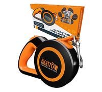 Mighty Paw - Correa retráctil 2.0 para perro, botón bloqueo automático para control si es necesario, bobina de acero inoxidable, retracción suave, anillo reflectante, visibilidad nocturna, sin enredos