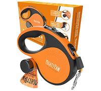 Mighty Paw Correa retráctil con Soporte Integrado para Bolsas de excrementos, Correa de Perro de 16 pies de Largo para Perros pequeños, Razas Medianas y Mascotas Grandes. Cinta de Control rápido.