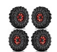 MIGHTY SCAPERS 4pcs 1.9 Beadlock Wheels and Tires Set Compatible con 1/10 RC Crawler Cars Like, Pro, UTB18,(4pcs Red)