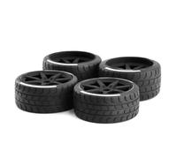 MIGHTY SCAPERS 4Pcs 17mm Hex RC Tires Wheels Set para 1/7 Escala Crawler Cars - 107mm atrás 100mm Frente Fuera de la Carretera Partes de reemplazo(Couleur: Black)