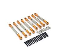MIGHTY SCAPERS 8PCS Adjustable Metal Tie Rod Set para 1/10 RC Crawler Compatible con HengLong FeiYu C14 C24 B14 B24(Yellow)