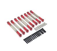 MIGHTY SCAPERS 8PCS Adjustable Metal Tie Rod Set para 1/10 RC Crawler Compatible con HengLong FeiYu C14 C24 B14 B24(Red)
