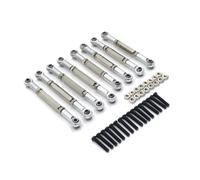 MIGHTY SCAPERS 8PCS Adjustable Metal Tie Rod Set para 1/10 RC Crawler Compatible con HengLong FeiYu C14 C24 B14 B24(Silver)
