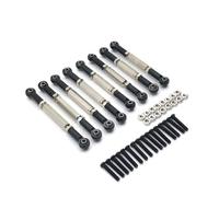 MIGHTY SCAPERS 8PCS Adjustable Metal Tie Rod Set para 1/10 RC Crawler Compatible con HengLong FeiYu C14 C24 B14 B24(Black)