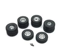 MIGHTY SCAPERS Metal Front Single Rear Dual Hub Tire Set para 1/10 Escala 6WD RC Crawler Compatible con B16 B36 HengLong FeiYu(Silver)