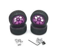 MIGHTY SCAPERS Metal Upgrade RC Wheel Tire Set para 1/16 1/12 Cars de Escala - 76mm Diámetro, 12mm Hex, Compatible con la Serie MN HL(Purple)