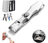 Mightyclip Nail Clippers, Mighty Clip Nail Clippers, German Nail Clippers for Men and Women, Heavy Duty Toe Clippers for Seniors for Thick Nails with Catcher File (Silver,1pcs)