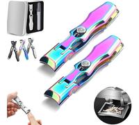 Mightyclip Nail Clippers, Mighty Clip Nail Clippers, German Nail Clippers for Men and Women, Heavy Duty Toe Clippers for Seniors for Thick Nails with Catcher File (Colorful,2pcs)