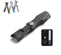 Mightyclip Nail Clippers, Mighty Clip Nail Clippers, Nail Clippers Mightyclip for Thick Toenails, Professional Heavy Duty Toe Clippers with Catcher File (Black)