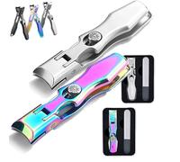 Mightyclip Nail Clippers, Mighty Clip Nail Clippers, Nail Clippers Mightyclip for Thick Toenails, Professional Heavy Duty Toe Clippers with Catcher File (Multicolor & Silver)