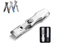 Mightyclip Nail Clippers, Mighty Clip Nail Clippers, Nail Clippers Mightyclip for Thick Toenails, Professional Heavy Duty Toe Clippers with Catcher File (Silver)
