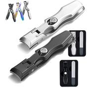 Mightyclip Nail Clippers, Mighty Clip Nail Clippers, Nail Clippers Mightyclip for Thick Toenails, Professional Heavy Duty Toe Clippers with Catcher File (Black & Silver)