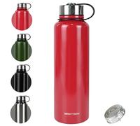 MIGHTYDUTY 1,5 Litros Botella Termica Botella Agua Acero Inoxidable Portátil Botellas Aislantes 6 - 24 Horas, Caliente y refrigerante, Botella Agua para Hogar Exteriores - rojo 1500ML